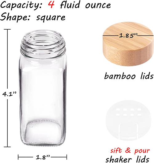 Buy Wholesale China High Quality 12 Natural Bamboo Spice Jars 8.5