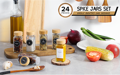 24 Pack Spice Square Shaped Glass Spice Jars Set with Labels - China Spice  Jar and Glass Spice Jar price